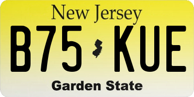 NJ license plate B75KUE