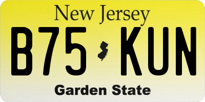 NJ license plate B75KUN