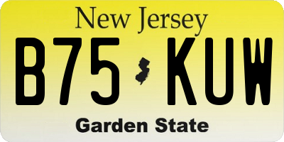 NJ license plate B75KUW