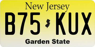 NJ license plate B75KUX