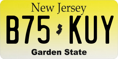 NJ license plate B75KUY