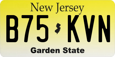NJ license plate B75KVN