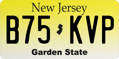 NJ license plate B75KVP