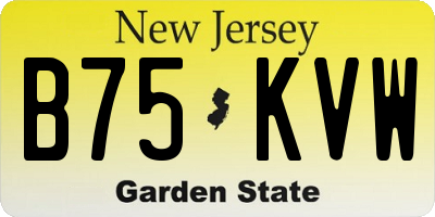 NJ license plate B75KVW