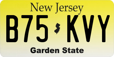 NJ license plate B75KVY