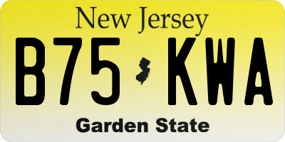NJ license plate B75KWA