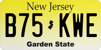 NJ license plate B75KWE