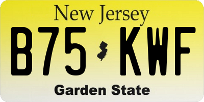 NJ license plate B75KWF