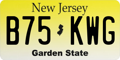 NJ license plate B75KWG