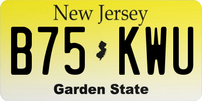 NJ license plate B75KWU