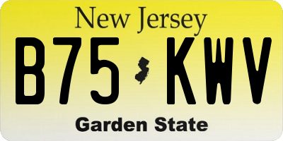 NJ license plate B75KWV