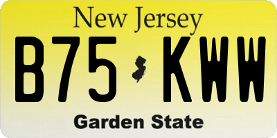 NJ license plate B75KWW