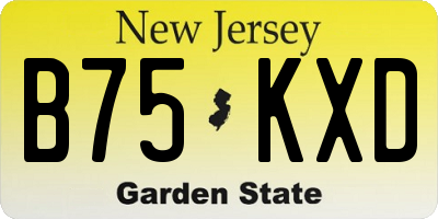 NJ license plate B75KXD