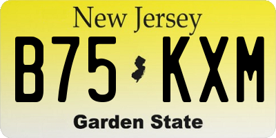 NJ license plate B75KXM