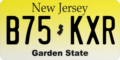 NJ license plate B75KXR