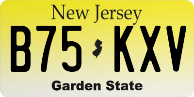 NJ license plate B75KXV