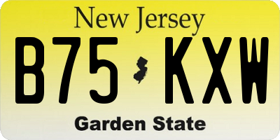 NJ license plate B75KXW
