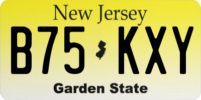 NJ license plate B75KXY
