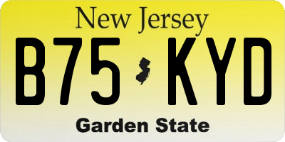 NJ license plate B75KYD