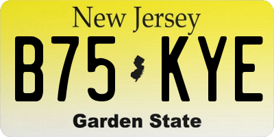 NJ license plate B75KYE