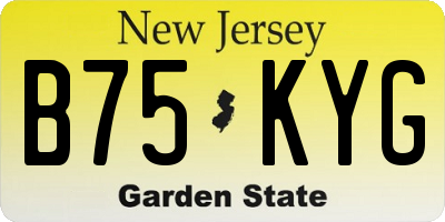 NJ license plate B75KYG