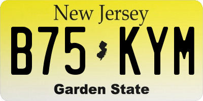 NJ license plate B75KYM