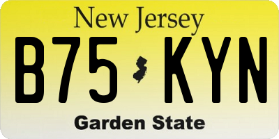 NJ license plate B75KYN