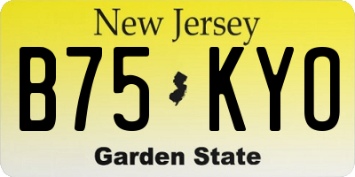 NJ license plate B75KYO