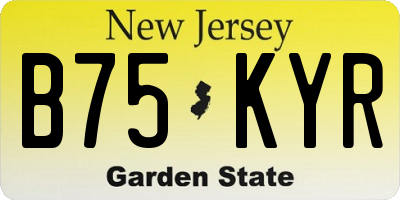 NJ license plate B75KYR