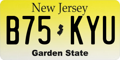 NJ license plate B75KYU