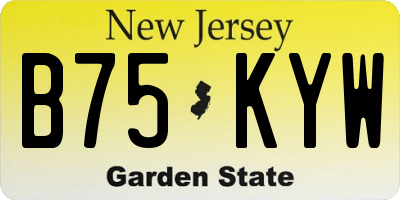 NJ license plate B75KYW