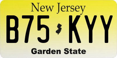 NJ license plate B75KYY