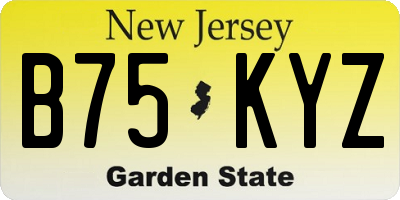 NJ license plate B75KYZ
