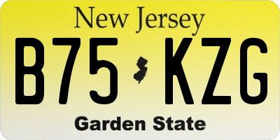 NJ license plate B75KZG