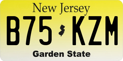 NJ license plate B75KZM
