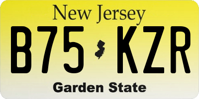 NJ license plate B75KZR