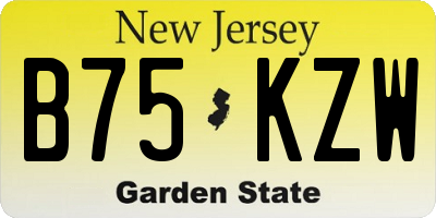 NJ license plate B75KZW