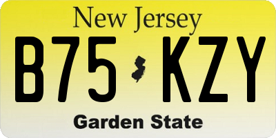 NJ license plate B75KZY