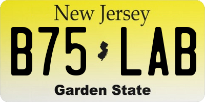 NJ license plate B75LAB