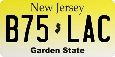 NJ license plate B75LAC