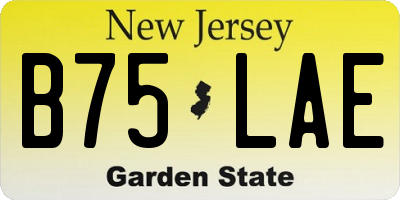 NJ license plate B75LAE