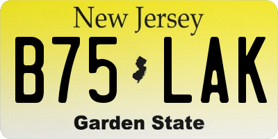 NJ license plate B75LAK