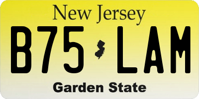 NJ license plate B75LAM