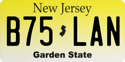 NJ license plate B75LAN