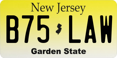 NJ license plate B75LAW