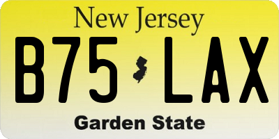 NJ license plate B75LAX