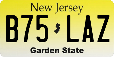 NJ license plate B75LAZ