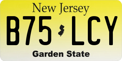 NJ license plate B75LCY