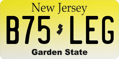 NJ license plate B75LEG