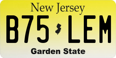 NJ license plate B75LEM